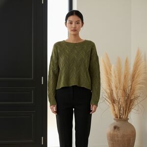 C&C California Olive Cable Knit Sweater